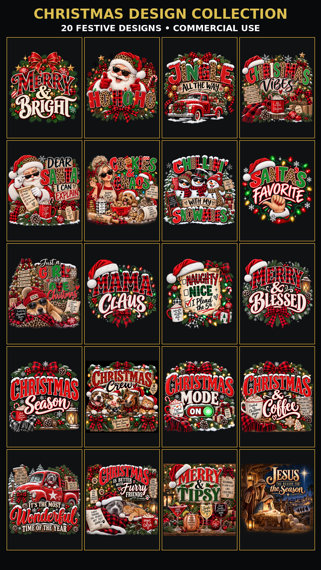 Christmas T-Shirt Decal Bundle — 20 Festive Designs
