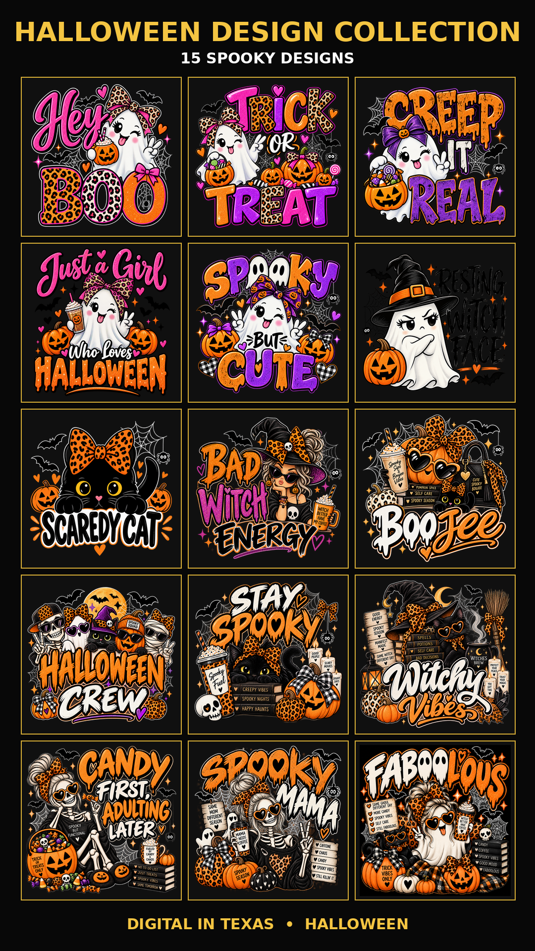 Halloween T-Shirt Decal Bundle — 15 Spooky Designs